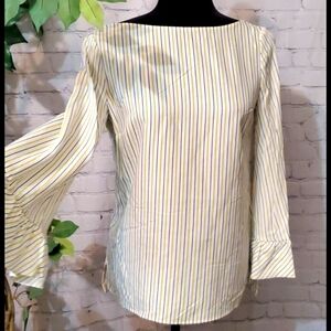 Massimo Dutti Striped V-back Bell Sleeve top 4